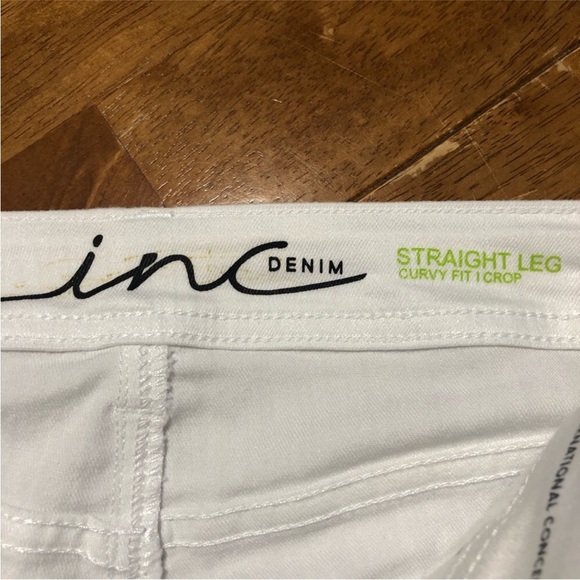 INC New With Partial Tags Womens Regular Fit Straight Leg Cropped Jeans White 2 - Picture 9 of 12